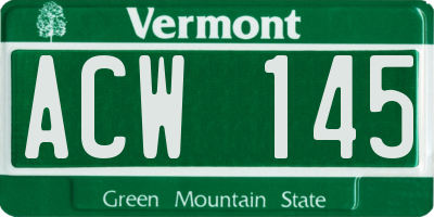 VT license plate ACW145