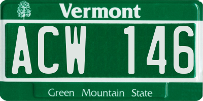 VT license plate ACW146