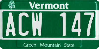VT license plate ACW147