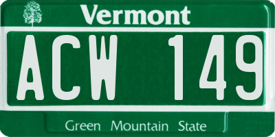 VT license plate ACW149