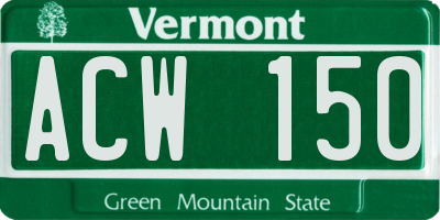 VT license plate ACW150