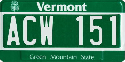 VT license plate ACW151