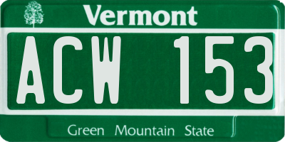 VT license plate ACW153