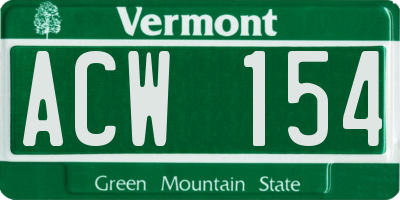 VT license plate ACW154