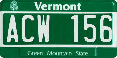 VT license plate ACW156