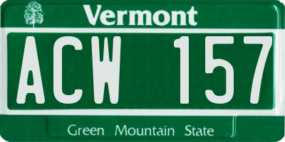 VT license plate ACW157