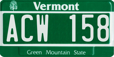 VT license plate ACW158