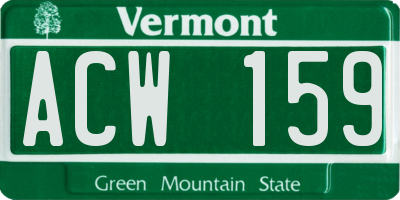 VT license plate ACW159