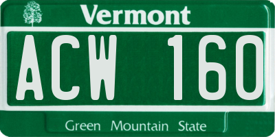 VT license plate ACW160