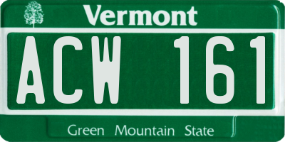 VT license plate ACW161