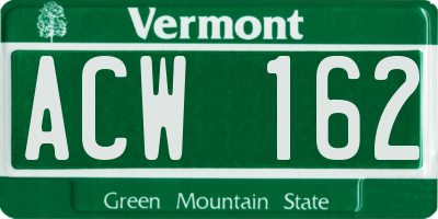 VT license plate ACW162