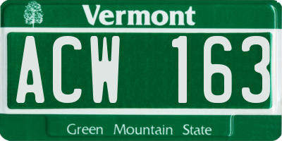 VT license plate ACW163