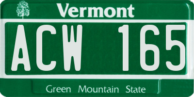 VT license plate ACW165