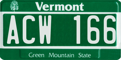 VT license plate ACW166