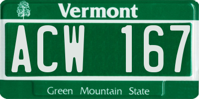 VT license plate ACW167