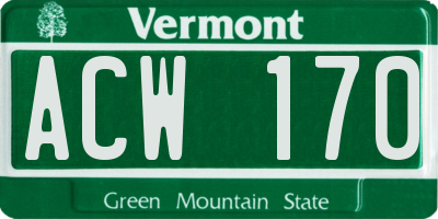 VT license plate ACW170