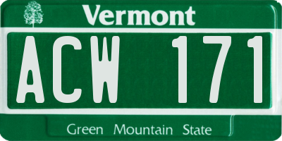 VT license plate ACW171