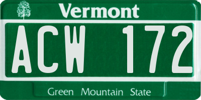 VT license plate ACW172