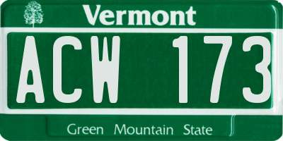 VT license plate ACW173