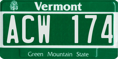 VT license plate ACW174