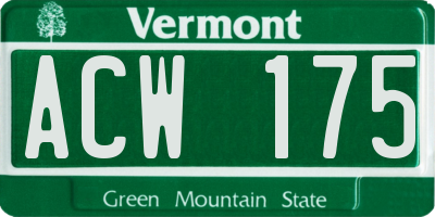 VT license plate ACW175