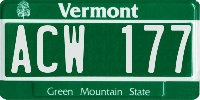 VT license plate ACW177