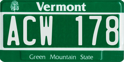 VT license plate ACW178