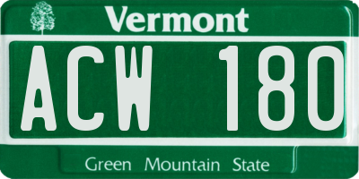VT license plate ACW180