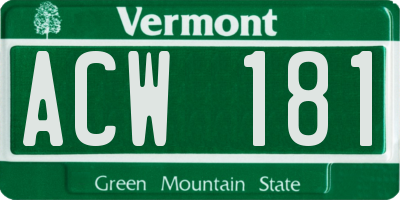 VT license plate ACW181