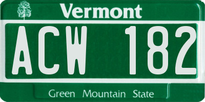 VT license plate ACW182