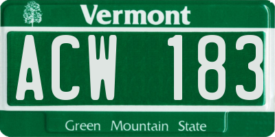 VT license plate ACW183