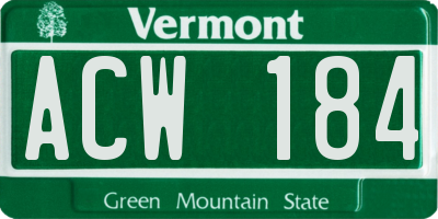 VT license plate ACW184