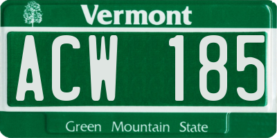 VT license plate ACW185