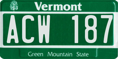 VT license plate ACW187