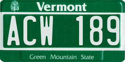 VT license plate ACW189