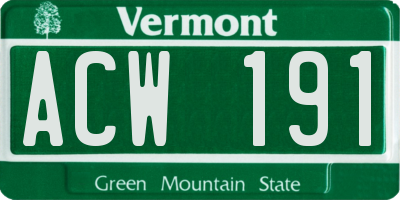 VT license plate ACW191