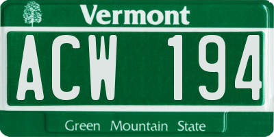 VT license plate ACW194