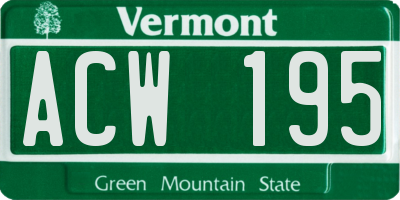 VT license plate ACW195