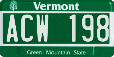 VT license plate ACW198