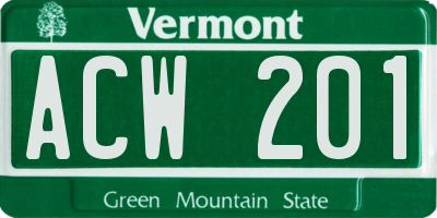 VT license plate ACW201