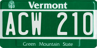VT license plate ACW210