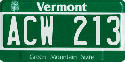 VT license plate ACW213