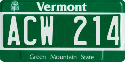 VT license plate ACW214