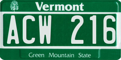 VT license plate ACW216