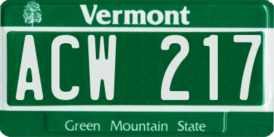 VT license plate ACW217