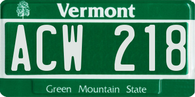 VT license plate ACW218