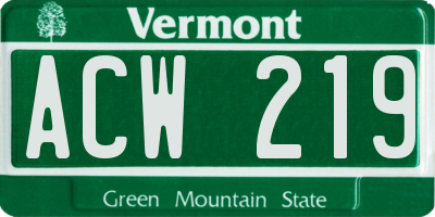 VT license plate ACW219