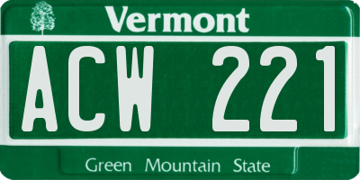 VT license plate ACW221