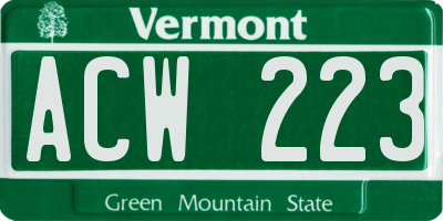 VT license plate ACW223