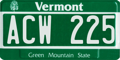 VT license plate ACW225